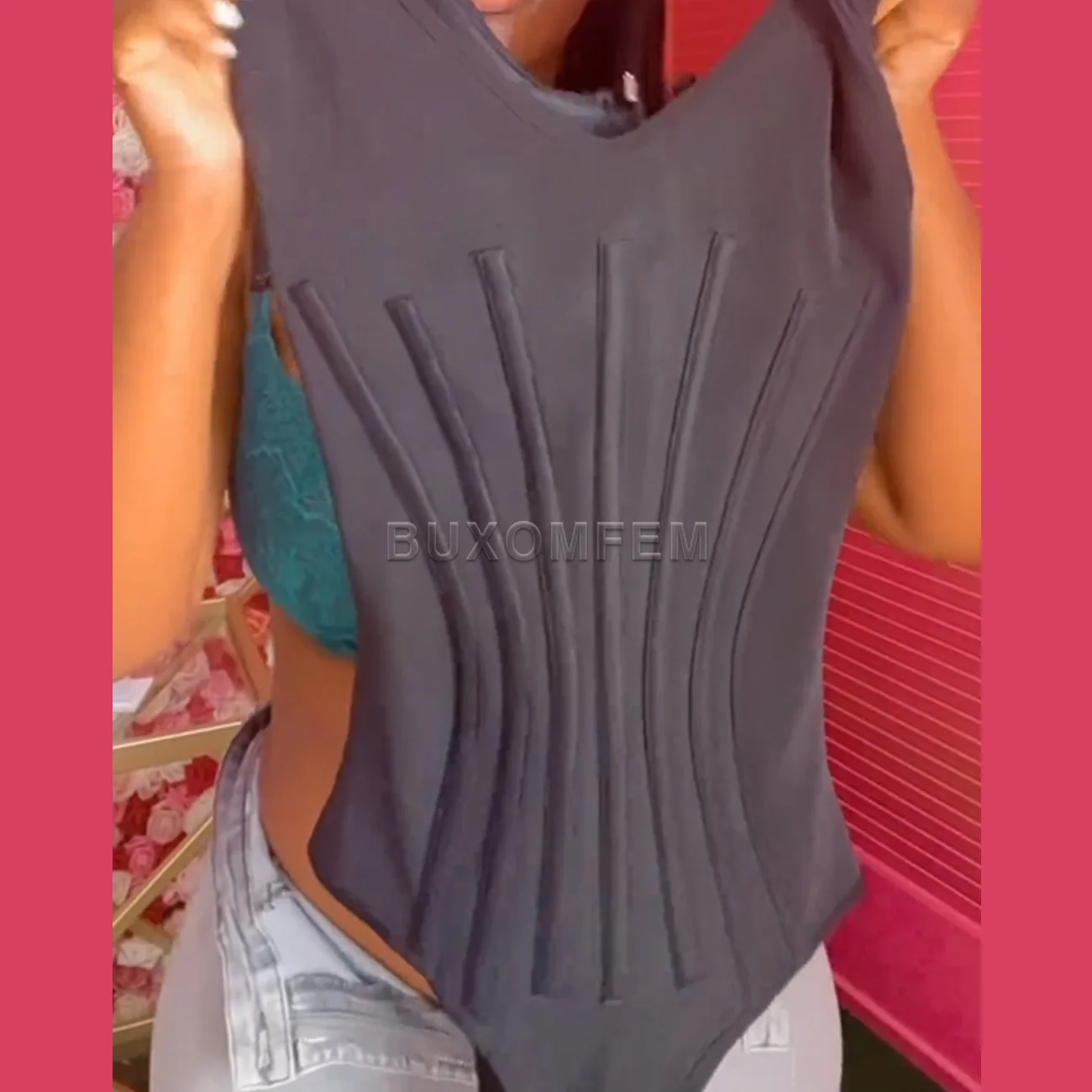 Sexy Waist Compression Gridle Elastic Stylish Sleeveless Bodysuits with Chest Wrap Colorful Fashion Triangle Shapewear Fajas
