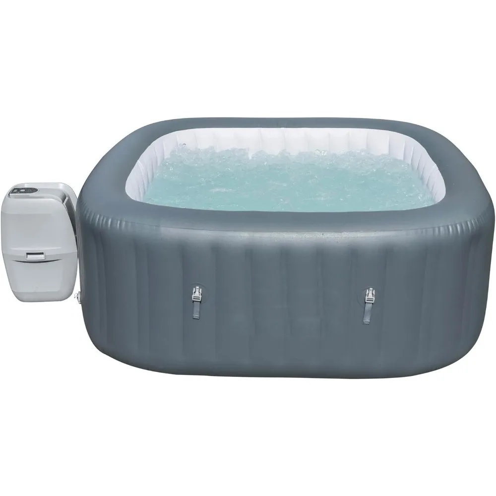 Hot Tub，4-6 Person Inflatable Square，140 AirJet，Portable Spa，with Non Slip Removable Tub Seat Accessory, Inflatable Hot Tub