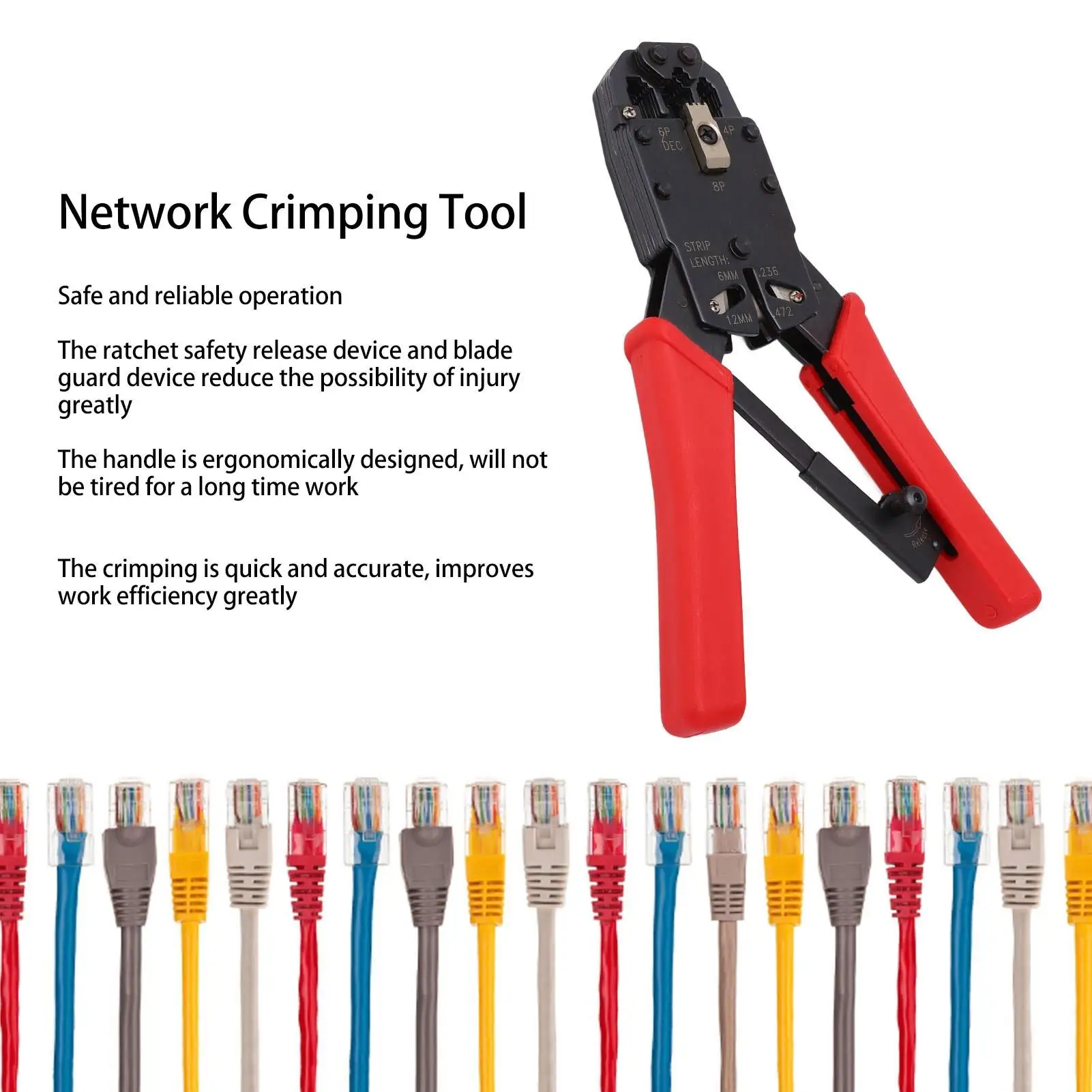 Alta Eficiência Ratchet Crimping Tool, Multi-Use Stripper Alicate, Fácil Crimpagem & Stripping