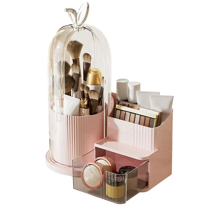 HLZS-Desktop Storage Case For Living Room Bedroom Desktop With Drawer Storage Organizer Pink