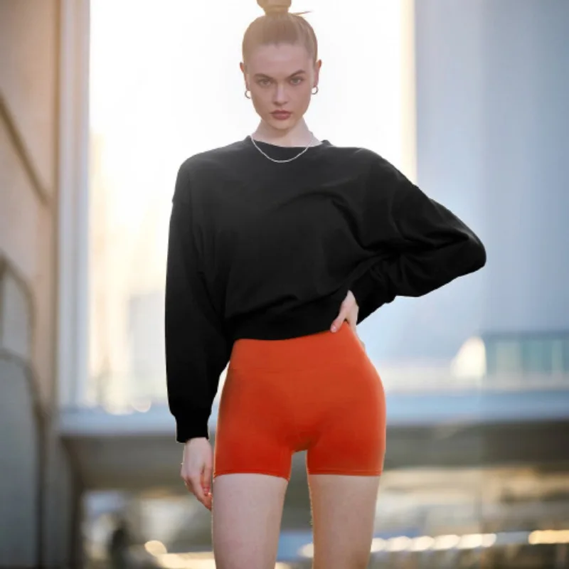 

High Waist Yoga Shorts Butt Lift Women Biker Shorts Workout Gym Running Athletic Wear 2026 Summer Pilates Clothes Black Orange