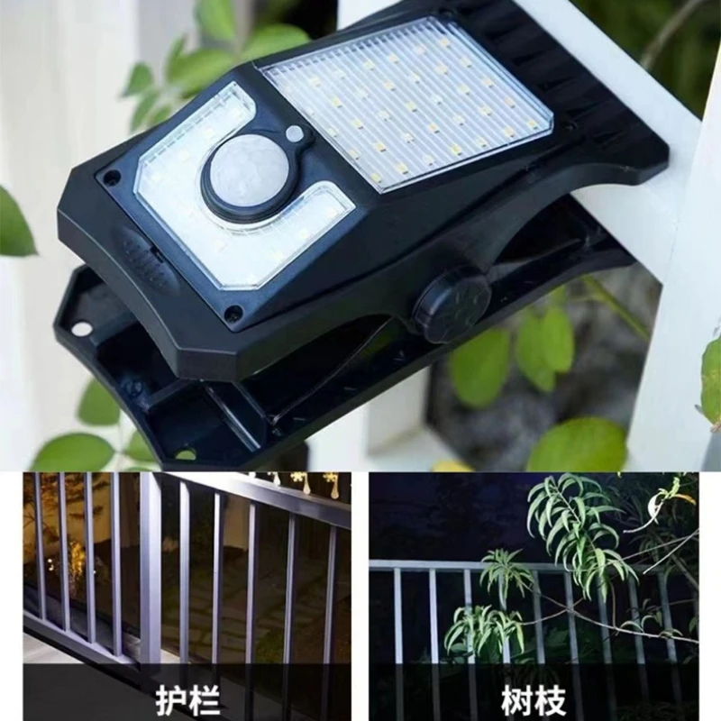 Solar Light with Clip, Motion Sensor Waterproof Outdoor Light for Garden, Camping, Tent, Fence, Auto on/Off