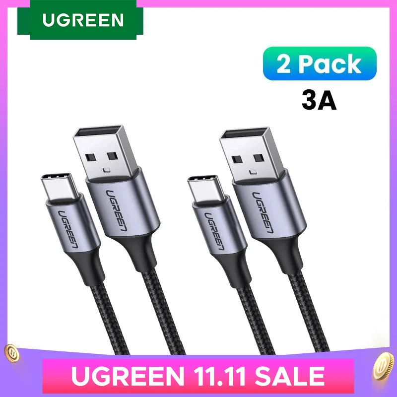 UGREEN 2 Pack USB C Cable USB Type C Charging Cable 3A for Xiaomi Realme Samsung Fast Charging USB C Cable 2pcs 1m 1.5m Type C