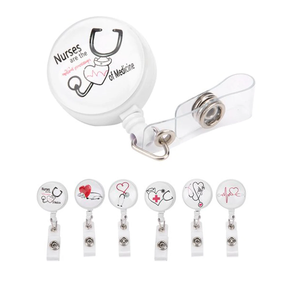 لطيف مكتب عامل شارة بكرة مع التمساح كليب ، المحمولة مكافحة خسر ، تدوير الملحقات ، ممرضة هدية ، المعلم ، 6 قطعة