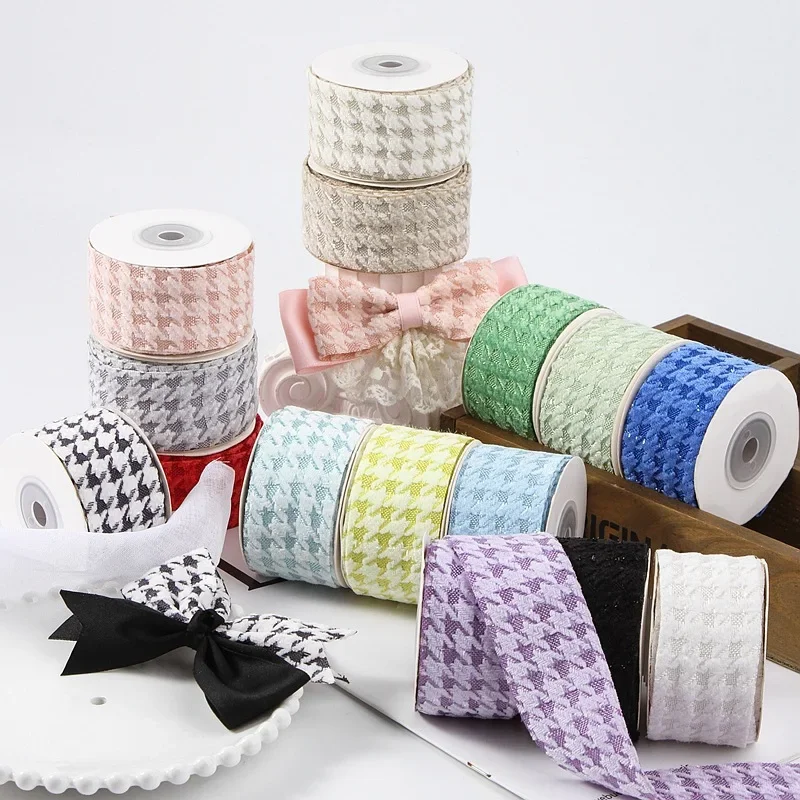 Double-sided Thousand Grid Bird Handmade Bow Ribbon DIY Material Clothing Accessories Gift Box Packaging Straw Hat Webbing