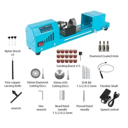 150W 12V/24V Mini Lathe Beads Machine Miniature Buddha Pearl Lathe DIY Woodworking Buddha Pearl Lathe Machine Drill Rotary Tool