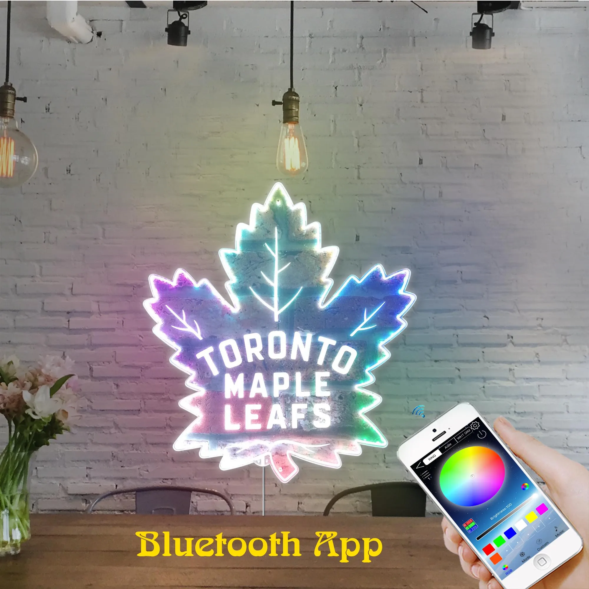 Toronto Maple Leafs Sports Bar Dynamic RGB Edge Lit LED Sign