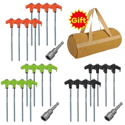 8/4pcs Outdoor Tent Nail 20/25cm Screw Anchor Stakes Pegs Screw In Tent Pegs Ground Nails M8 Carbon Steel Hexagonal Plastic Head