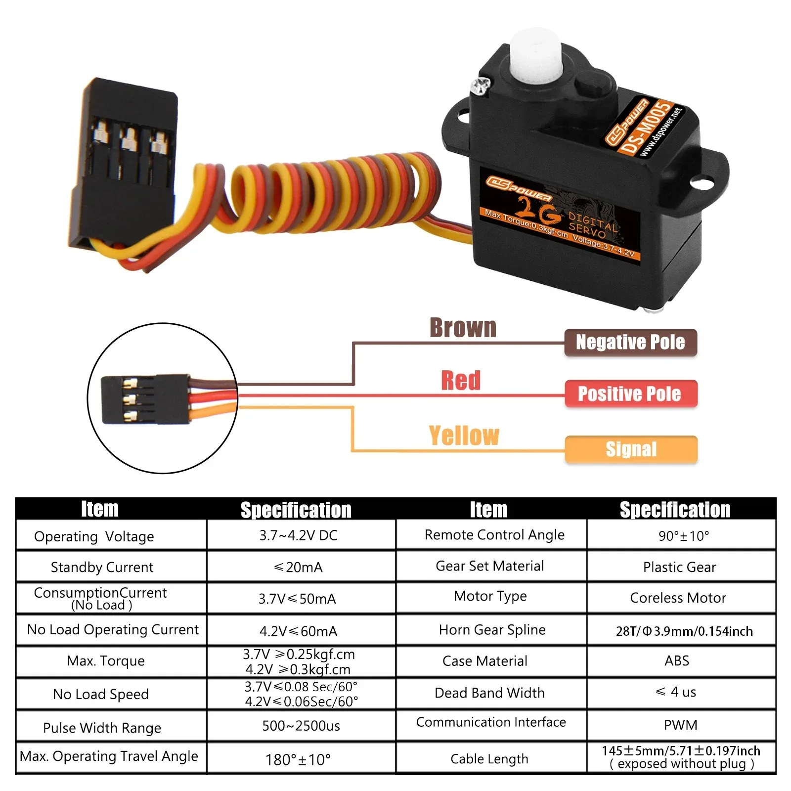 DSpower 2g Metall/Kunststoff Getriebe JR/JST Stecker Wasserdicht Mini Micro Digital Servo für RC Auto Starrflügel Flugzeug Hubschrauber Roboter Spielzeug – Detail 4