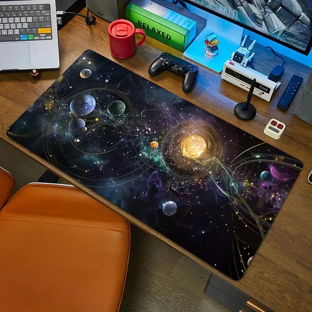 Space Planets Mouse Pad Desk Mat Mousepad Large Abstract Mouse Pad Gaming Deskmat With Lockedge Office Non-slip Carpet