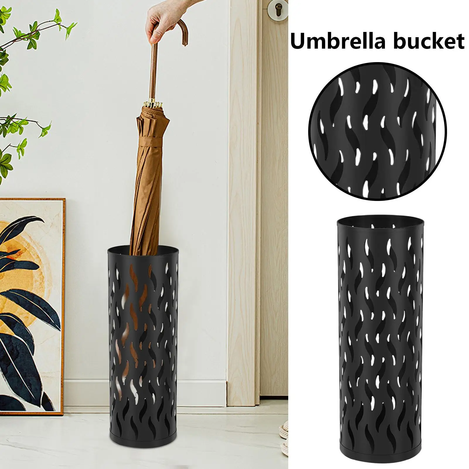 

Metal Umbrella Stand Hollowed Organizer Iron Tall Umbrella Holder Container for Home Entryway Indoor Living Room Hotel Reception
