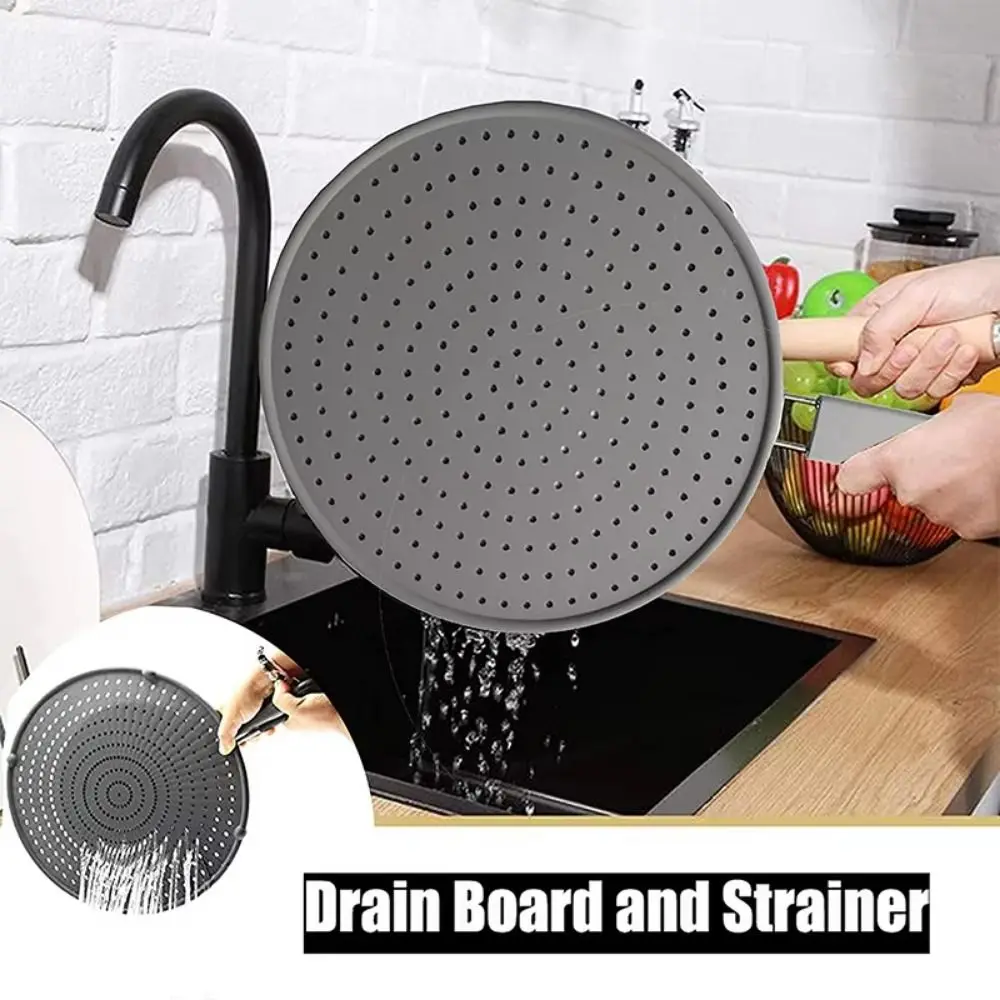 Heat Resistant Kitchen Splash Plate with Handle Food Grade Oil Splash Cover Scald Proof Hollow Out Silicone Splatter Screen