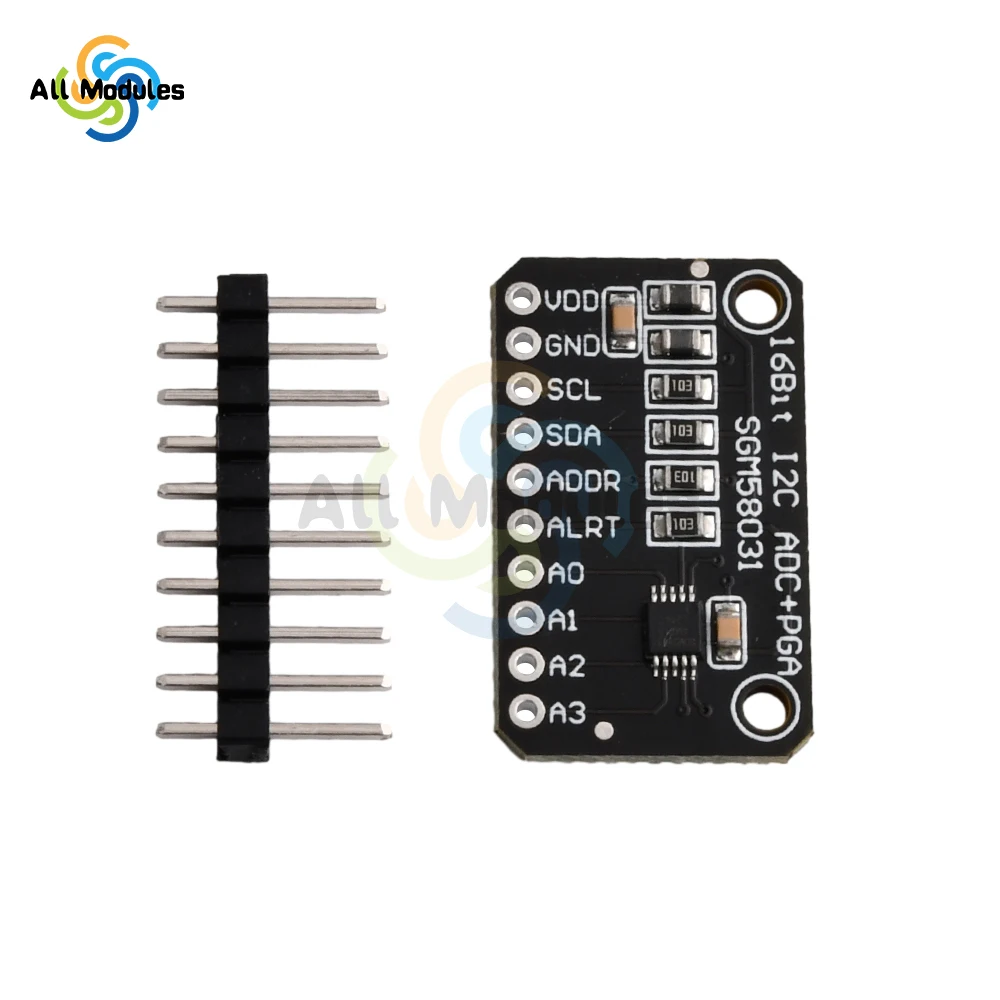 SGM58031 16 Byte 4 Channel I2C IIC Analog-to-Digital ADC PGA Converter High Precision ADC Converter Development Board