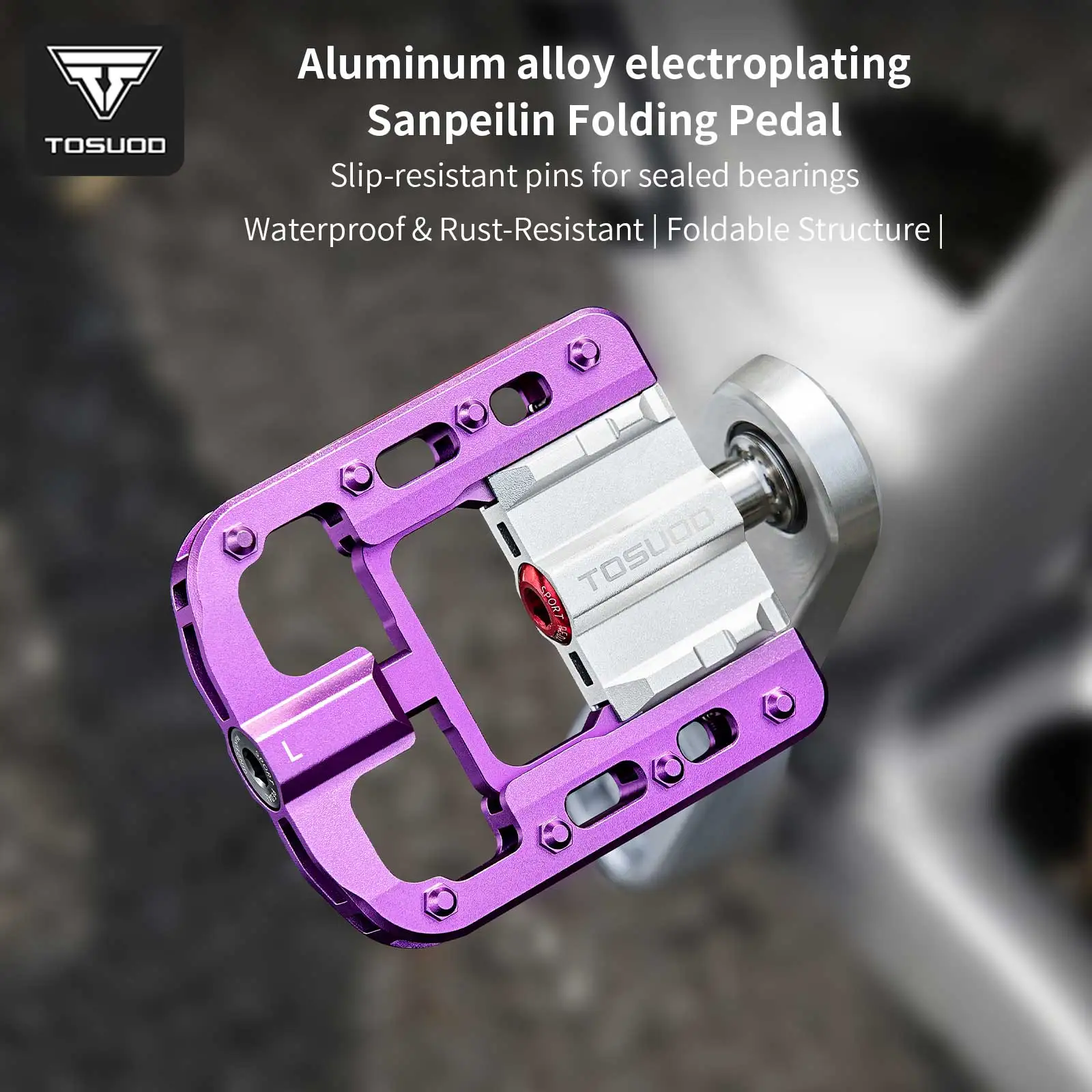 TOSUOD Aluminium-Legierung Fahrradpedale Rutschfeste CNC MTB Rennrad Flachpedale 3 Lager Fahrradpedale – Detail 1