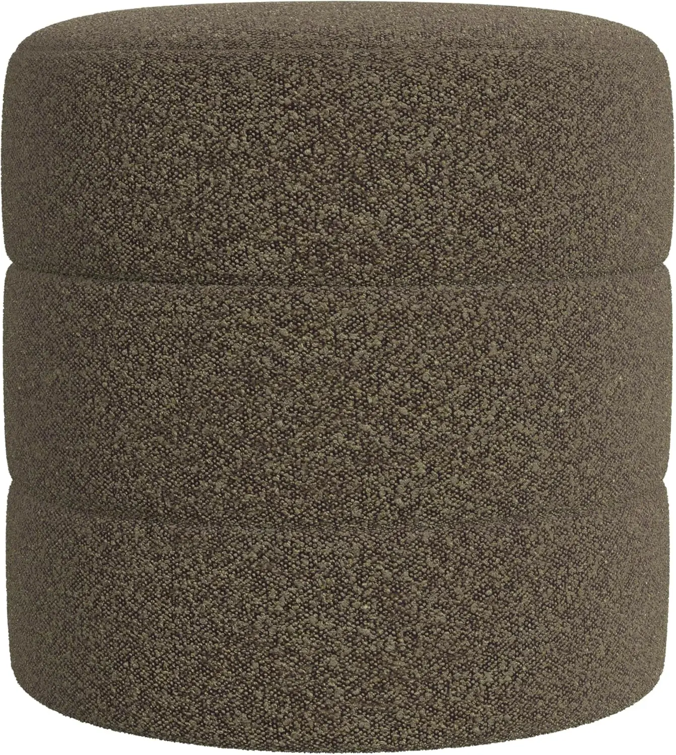 

Round Ottoman Pouf Foot Rest, Dark Brown Boucle Upholstered Seat Only No Lid Home Decor