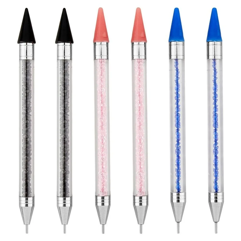 

6Pcs 6 Styles Rhinestone Picker Dotting Pen Diamond Painting Wax Pens Nail Art Rhinestones Pickers Pens with Wax Stainless