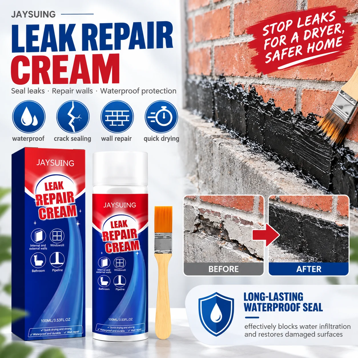 Waterproof Leak Repair Spray Sealant Quick Dry Long Wall Filler Outdoor Roof for Window Ac Liquid Lasting Accessories Stop Frame