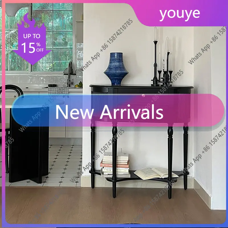 C Medieval Solid Wood Porch Cabinet Ultra-thin Entry Retro Corridor Wall Side Table French Niche Design Foyer Locker