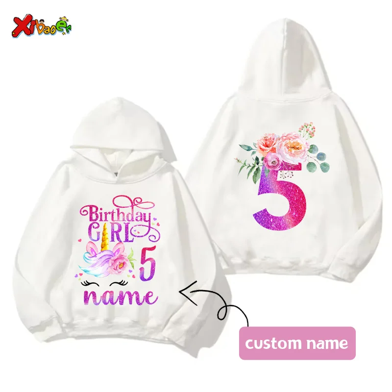 

Birthday Girls Hoodie Unicorn Hoodies Sweatshirts Children Sweatshirts Custom Name Clothes for Girl Hoodie Kids Clothes Girl 6th