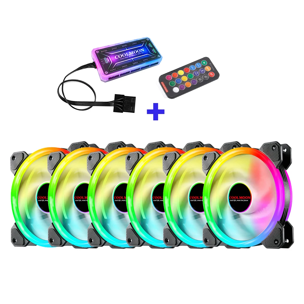Juego de 6 ventiladores de refrigeración de 120 mm para gabinetes de PC, con doble abertura y disipador de calor RGB con iluminación de colores vibrantes, que permite reducir eficazmente la temperatura del hardware, ofrece un efecto de iluminación decorativa y garantiza un flujo de aire fiable.