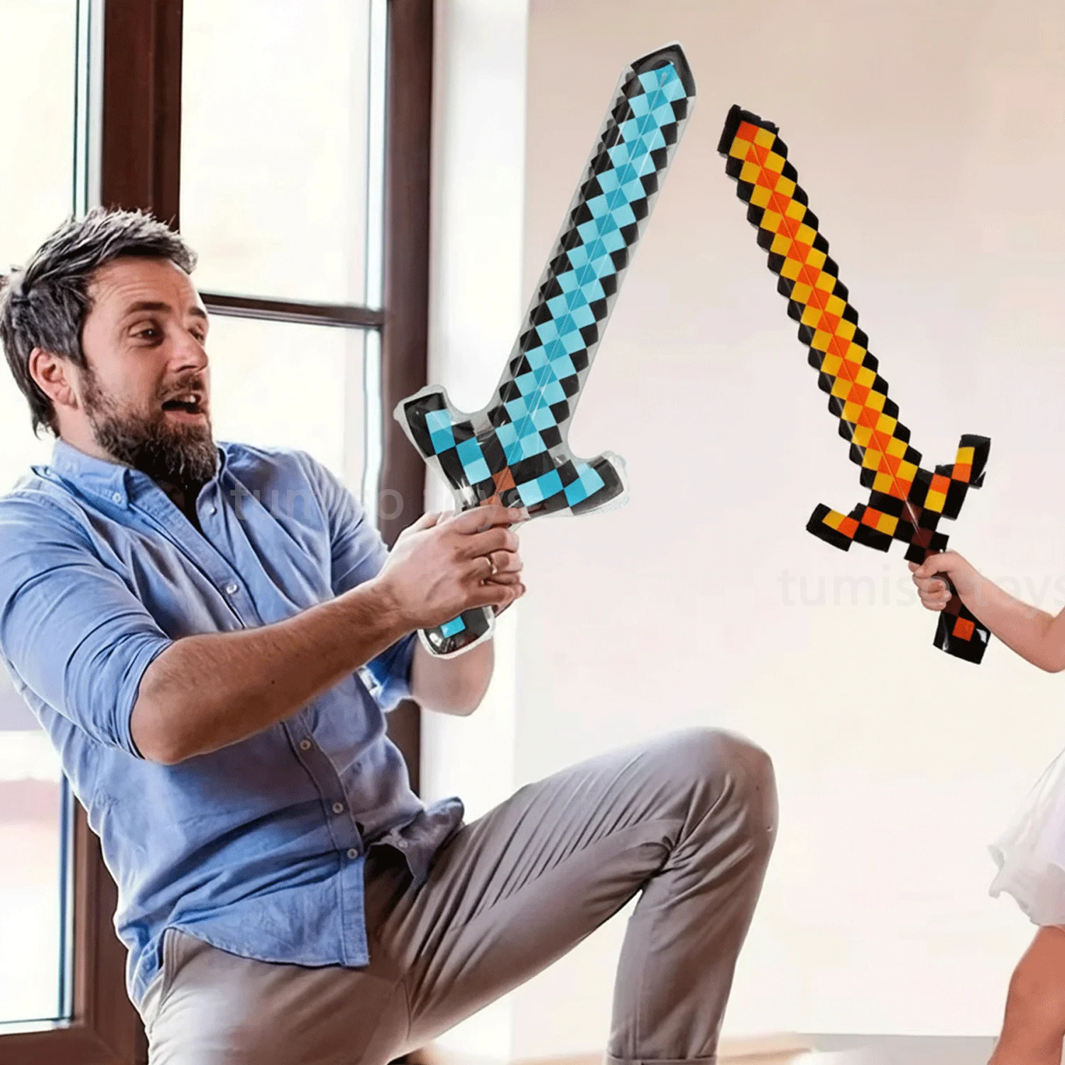 1/3/6 pçs criativo espada inflável pixel estilo brinquedos espada de pedra preciosa indoor ao ar livre crianças brinquedo jogos interação presentes natal