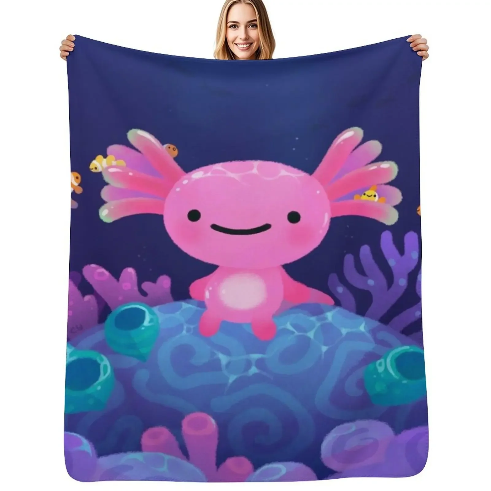 

Coral axolotl Throw Blanket Designers Thermals For Travel Soft Beds Shaggy Blanket
