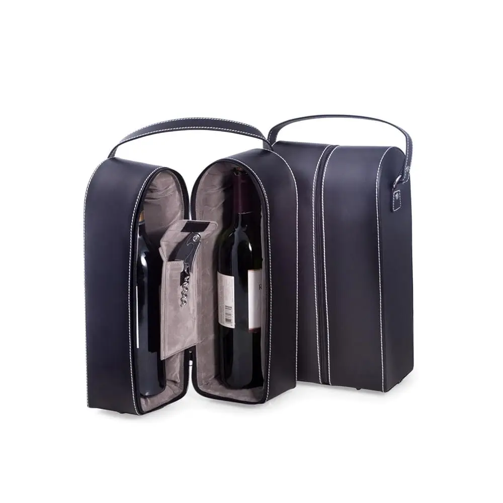 

Bla Leather Wine Bottle Carrier – Travel Tote Bag With Tool Set, Leak-Proof & Secure Storage