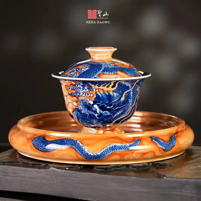 

Shenzhen Tang Alum Red Blue And White Minglong Jingdezhen Ceramic Handmade Set Tea Tureen