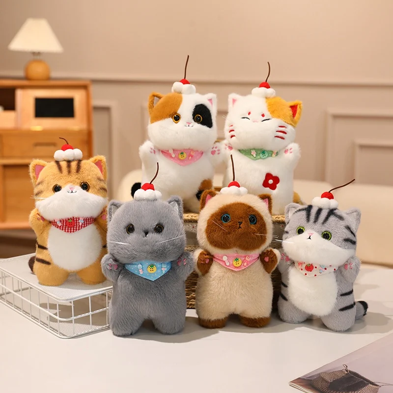 

1Pc 20CM Kawaii Cat Plush Doll Toy Cartoon Ragdoll Cat Lucky Cat Siamese Cat with Accessories Stuffed Soft Animal Doll Gifts