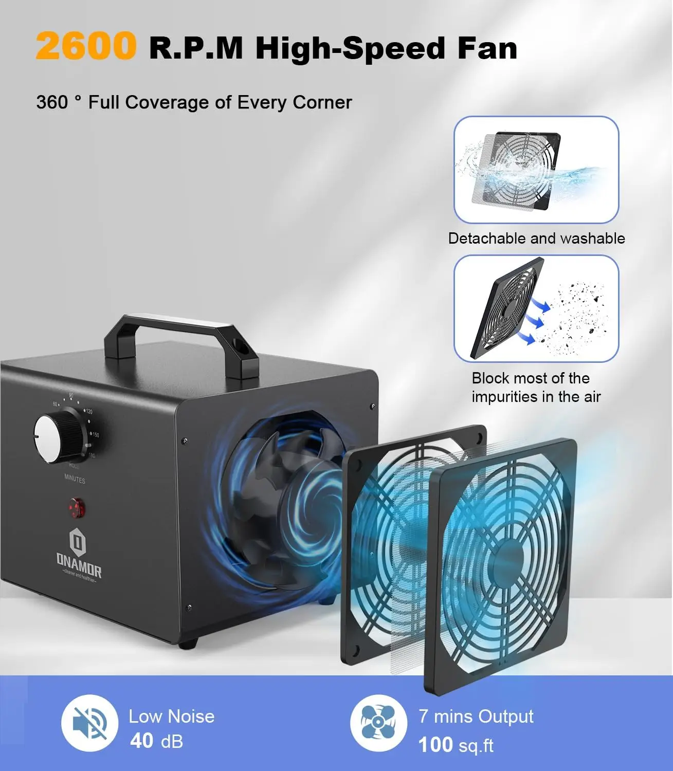 Ozongenerator 77000 mg, ozonmachine-ionisator O3-deodorant voor thuis, kelder, rook en huisdierkamer (eliminatie van geuren A