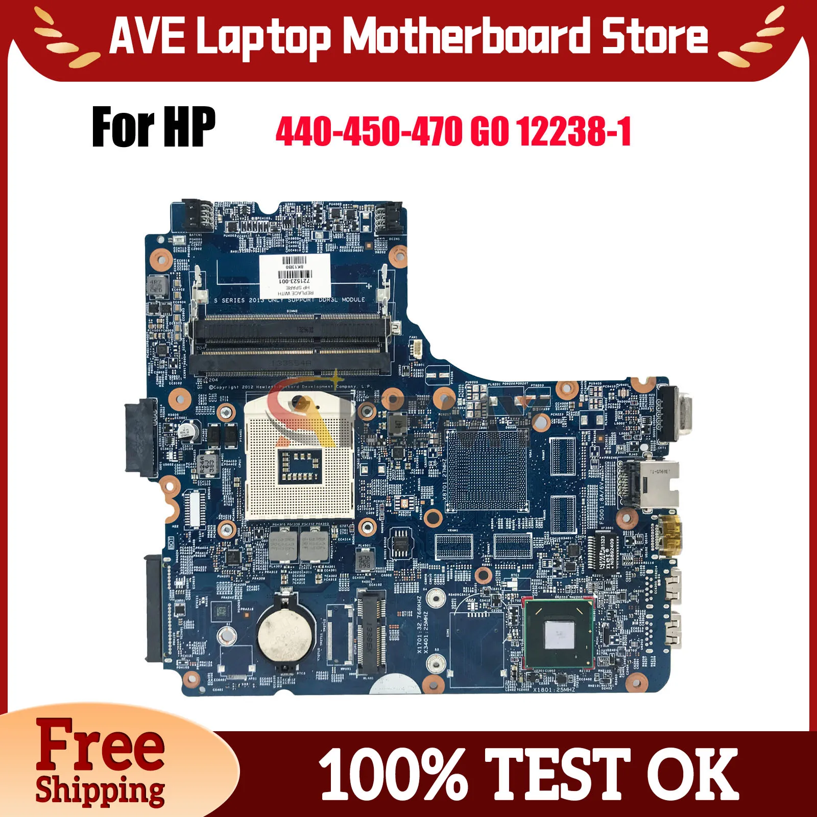 

12238-1 для HP ProBook 440 450 470 G0, материнская плата для ноутбука 721525-501 721525-001 с HM76 DDR3L, 100% полностью протестирована
