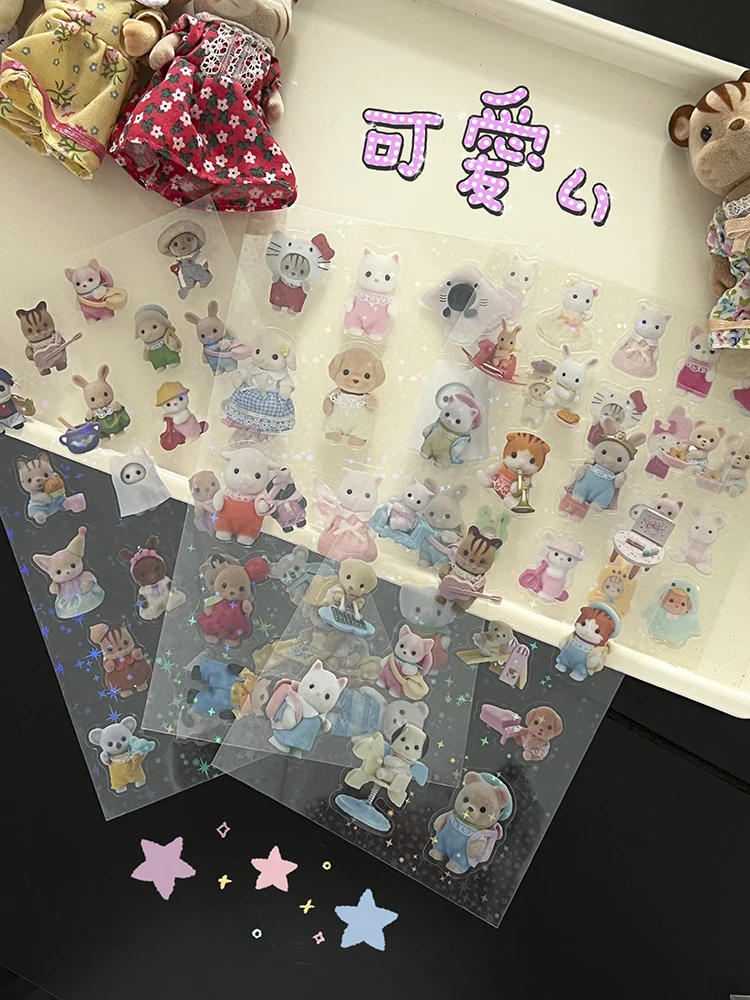 Sylvanian Mini Cartoon Waterproof kawaii Stickers Pack Anime Accessories