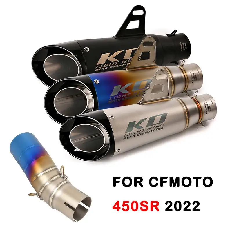 

Exhaust Pipe For CFMOTO 450SR 2022 Motorcycle Escape Mid Pipe Connect Tube Stainless Steel Muffler Slip On 51MM No DB Killer