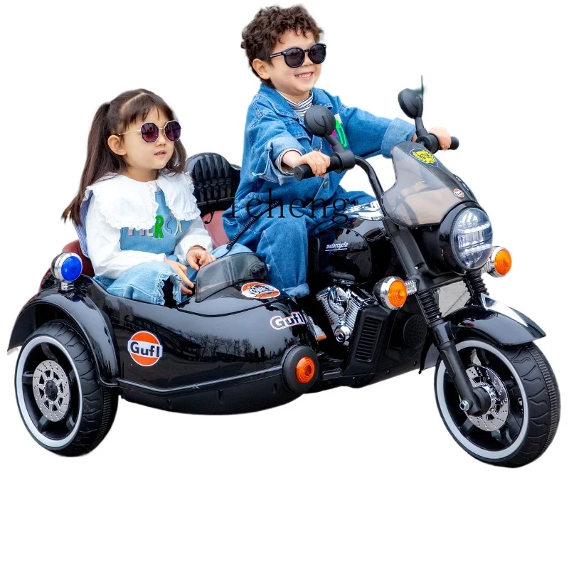 Triciclo elétrico de assento duplo, brinquedo pai-filho, assento de carro para meninos e meninas, carrinho de bebê