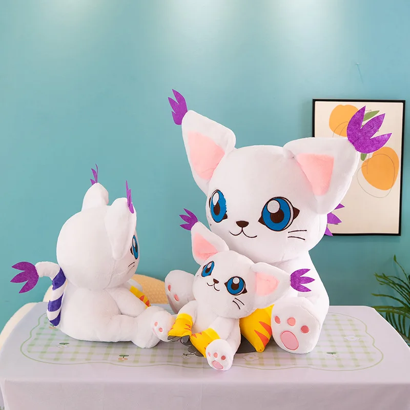 Anime Cartoon Plush Dolls Digital Monster Tailmon Gatomon Doll Soft Stuffed Animals Kawaii Room Decor Cute Birthday Toy Gift