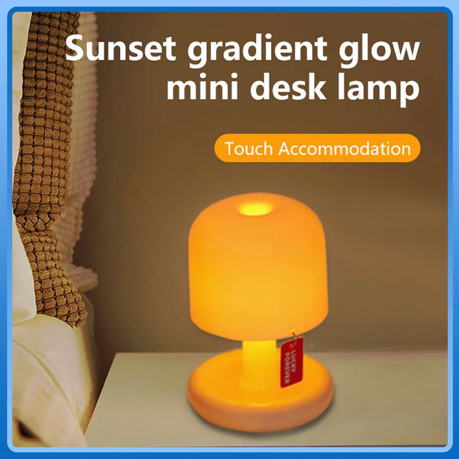 

LED Rechargeable Mini Table Lamp Sunset Night Light Minimalist Bedside Reading Lamp Bedroom Bar Room Decor Atmosphere Mood Light