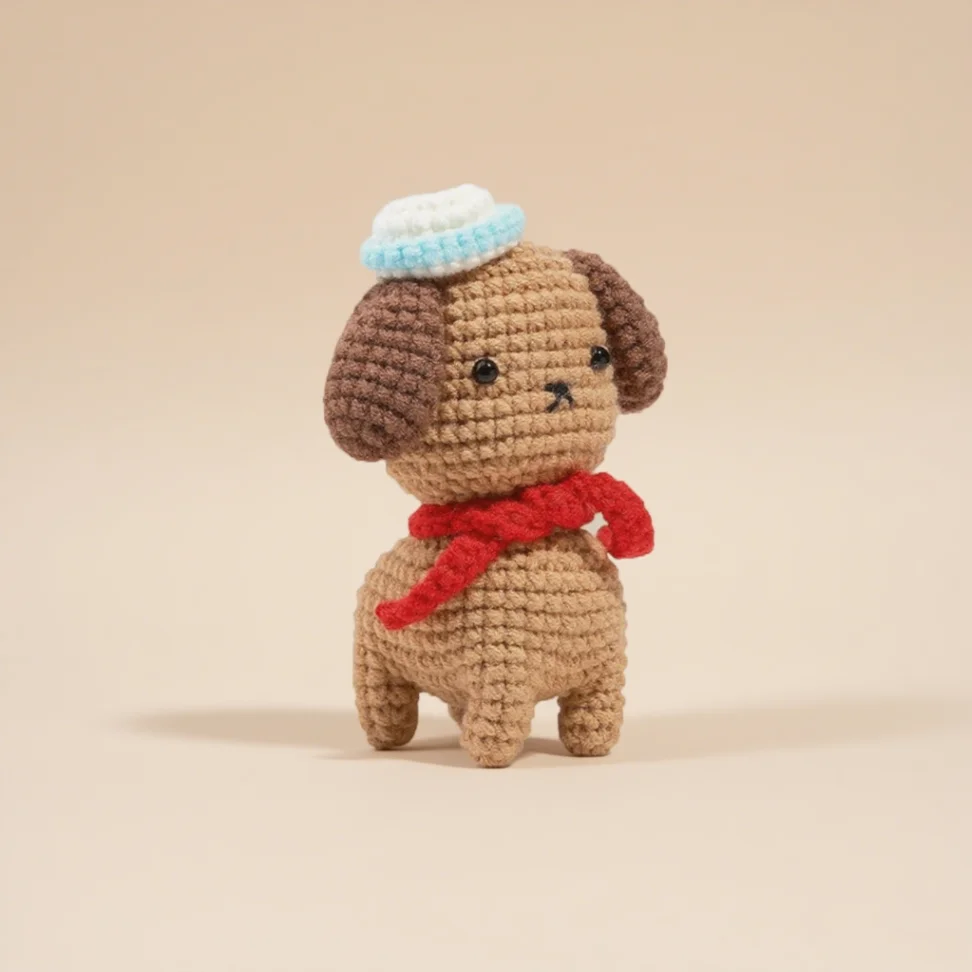 

Beginner Friendly DIY Crochet Kit Animal Doll Set For Knitting Cute Dog with 3 Colors Therapeutic Amigurumi Crochet Toys