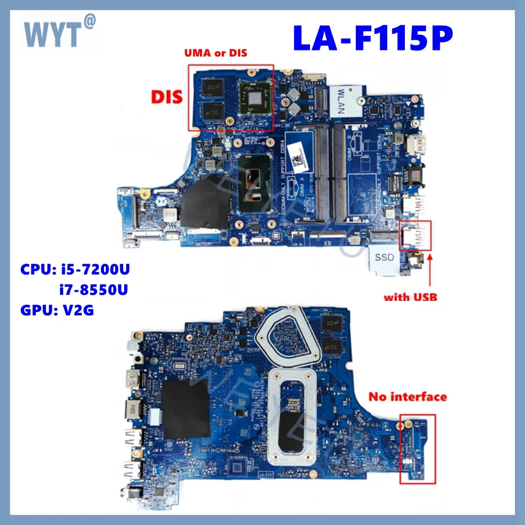 carte-mere-la-f115p-avec-processeur-i3-i5-i7-6e-7e-8e-generation-pour-ordinateur-portable-dell-latitude-3490-3590-inspiron-5570-5770-carte-mere-uma-dis