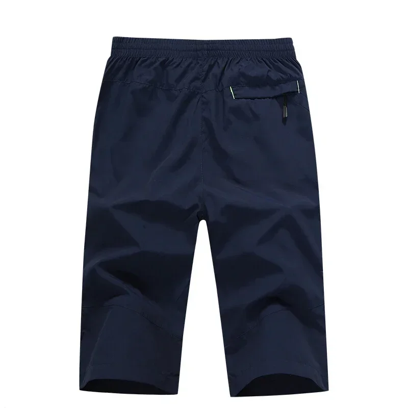 Short long élastique pour homme, séchage rapide, poches zippées, élasthanne, bermuda masculin, mince, léger, capri commandé, été