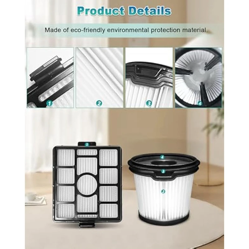 Substituição do filtro HEPA para tubarão, vara sem fio leve, limpo e vazio, BU3523