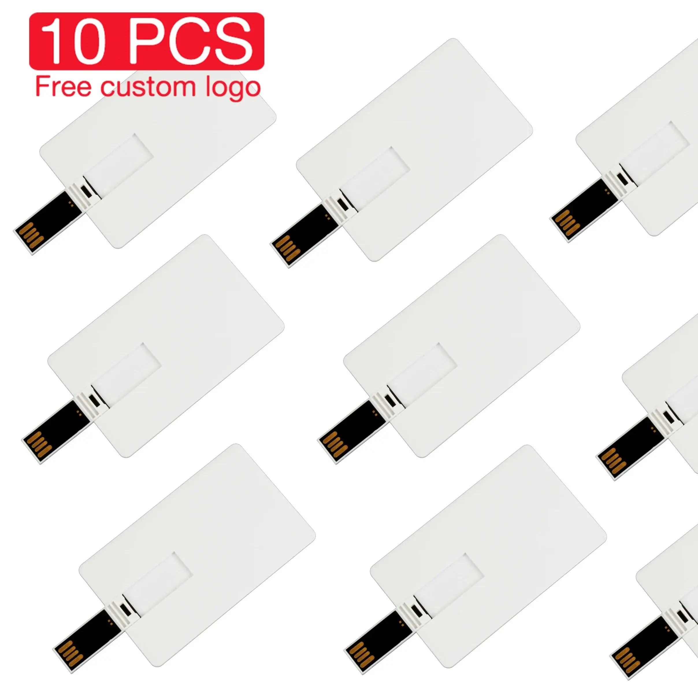 

10PCS/LOT Bank Card Model USB 2.0 Flash Drives 128GB White Plastic Card Free Custom Logo Business Gift Pen Drive 64GB 32G U Disk