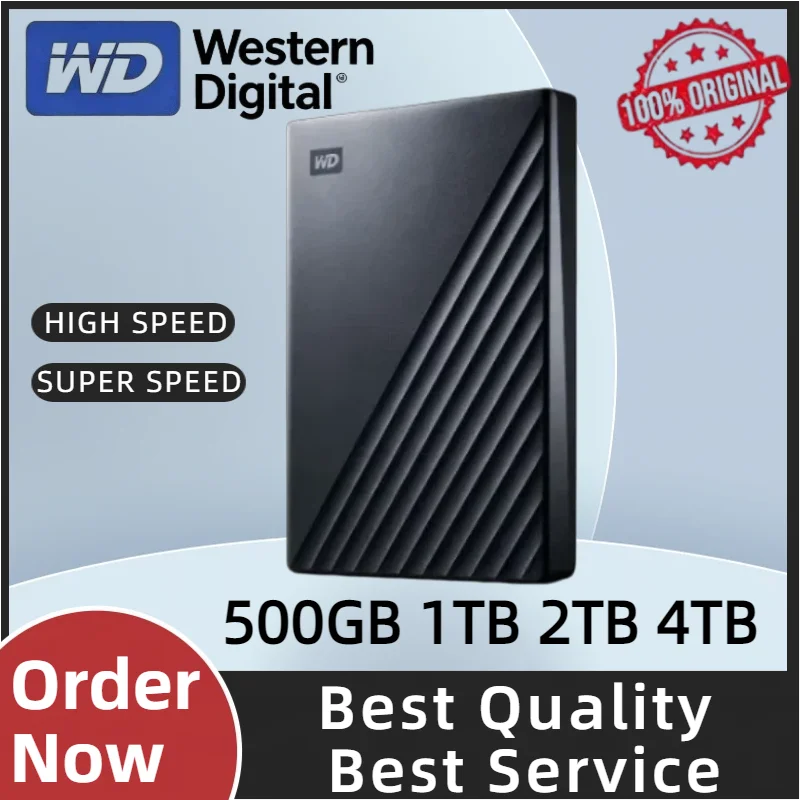 My Passport Ultra WD Metal External HDD USB-C Fast Transfer Easy Data Backup 500GB-4TB Portable Storage Disk