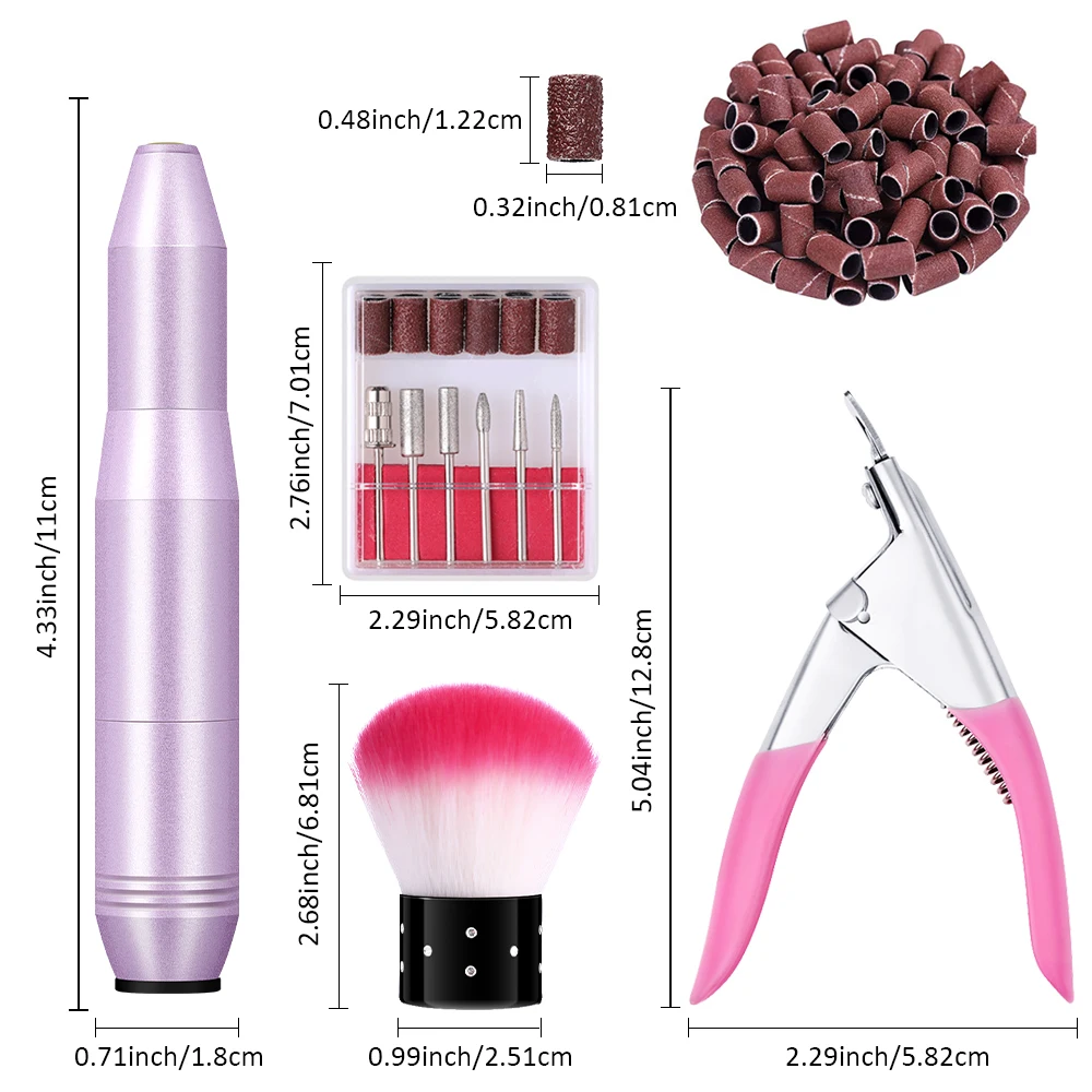 CNHIDS-Perceuse à ongles électrique, machine de manucure avec coupe-ongles, lime à ongles, bandes d'anneaux de ponçage pour gel acrylique, N64.100 pièces