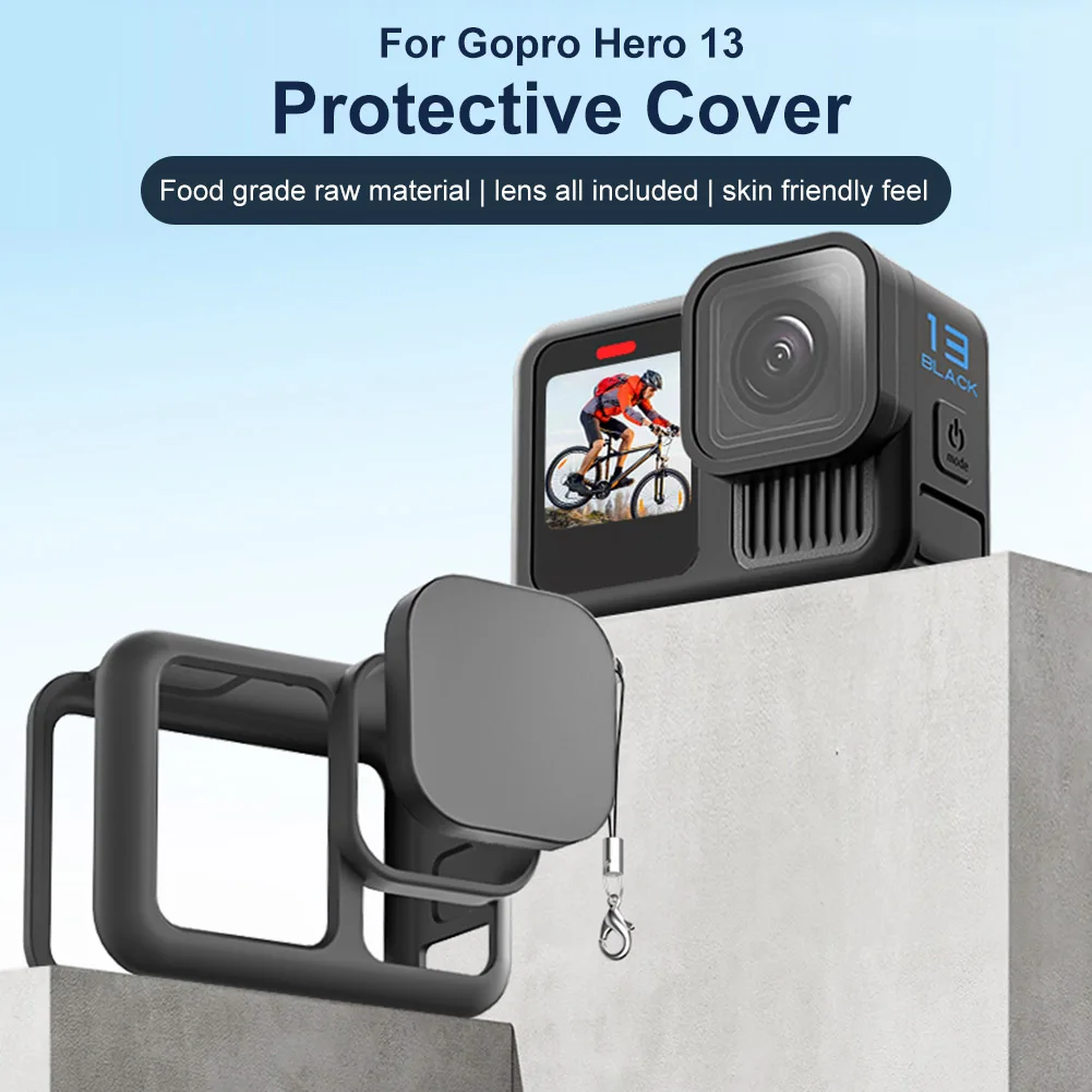 ل Gopro Hero 13 غطاء من السيليكون غطاء جانبي للبطارية غطاء العدسة الحبل حافظة واقية كاملة الملحقات والحماية عدة حزمة #3