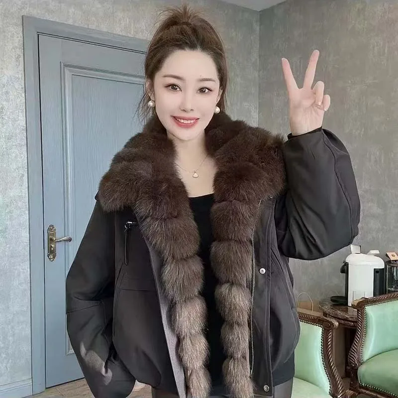 Winter New Big Fur Collar Pie Overcomes Women's Winter Coat Thicken Warm Loose Down Cotton Jacket 2026 Female Parkas Outerwear