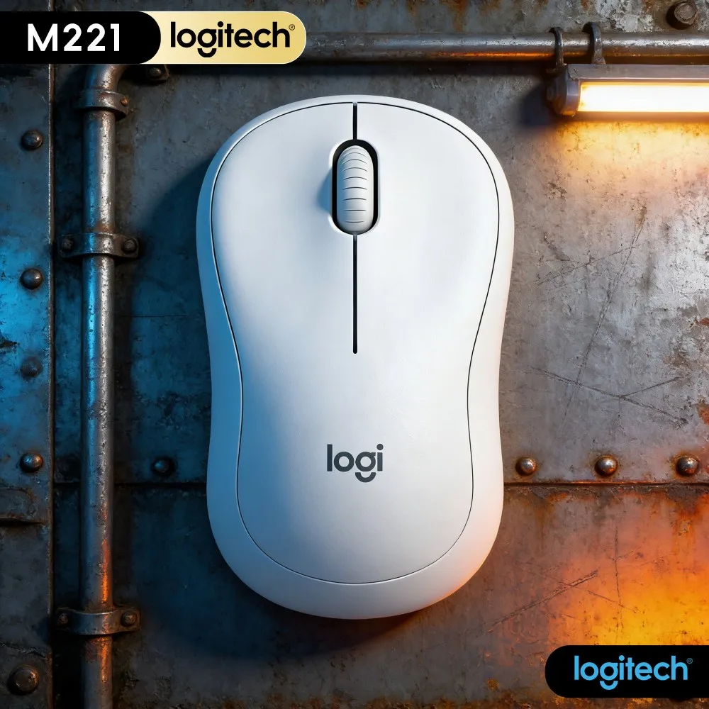 Logitech M221 Mute Wireless Mouse,Ergonomic Hand‑Fit Curves,2.4G,Nano Dongle,1000DPI,For Laptop Desktop Win Mac OS