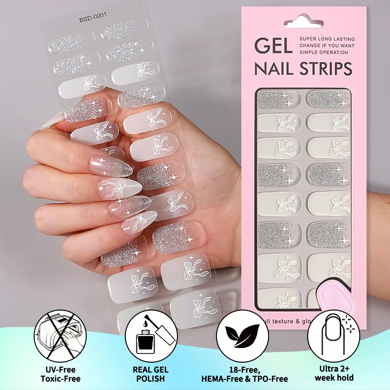 22Tips 5D Relief Sculpture UV-Free Gel Nail Wraps UV Lamp Free Nail Stickers EnviroNmental  Press ON Nail Decoration Decal