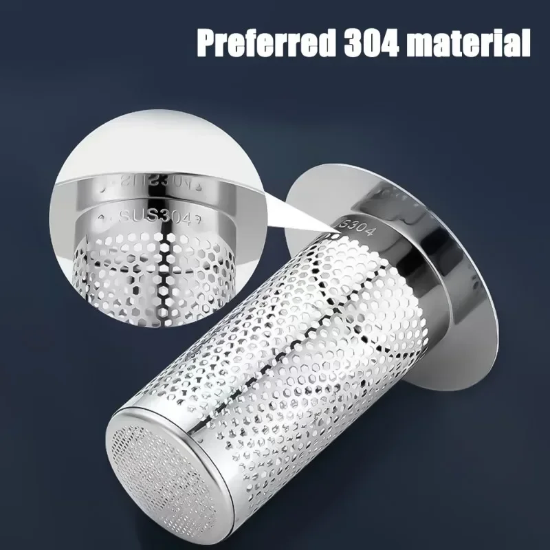 Stainless Steel Floor Drain Filter Kitchen Sink Drain Strainer Stopper Anti Clogging Hair Catcher Filters Bath Leak Proof Plug