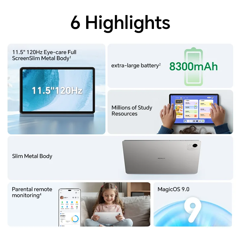 [China Edition] Honor Tablet X9 Pro ,MagicOS 9.0,11.5-inch Tablet 120Hz Eye Protection Full Screen 8300mAh Long Battery Life