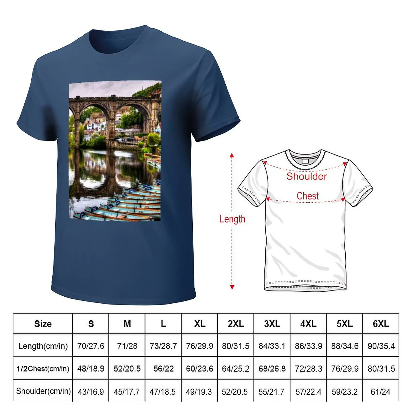 knaresborough Viaduct And River Nidd, Portrait T-shirt heavyweights tees t shirts for men